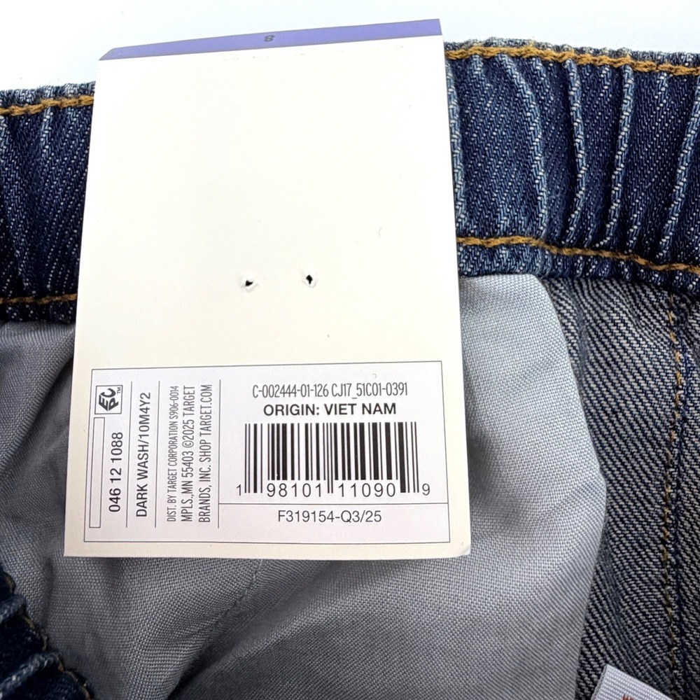 Cat & Jack Straight Jeans Girls Size 8 Dark Wash NEW Flexible Drawstring Denim - Picture 8 of 12